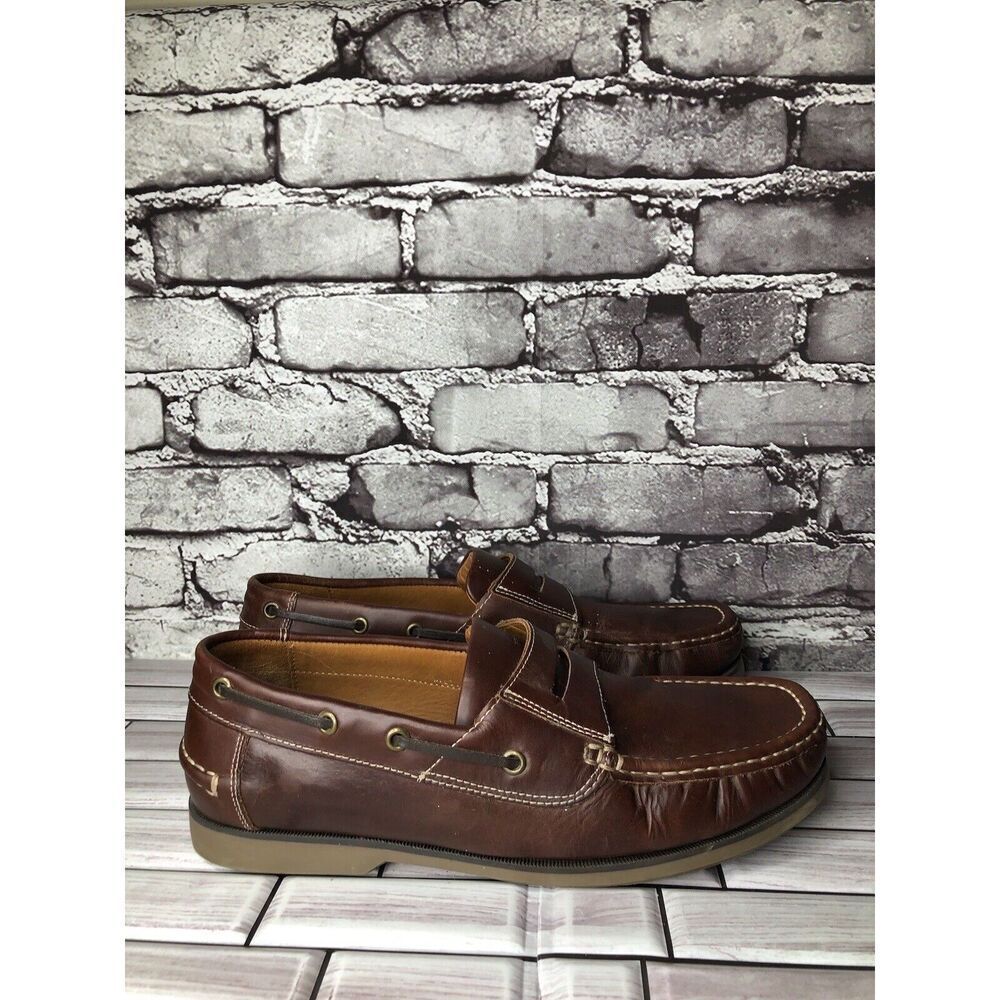 Samuel Windsor Brown Leather Penny Loafers Casual Boat Shoes Men Sz 9.5M US/43EU - Picture 3 of 16